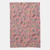 Whimsical Bloemen op Blush Keuken Handdoek (Verticaal)