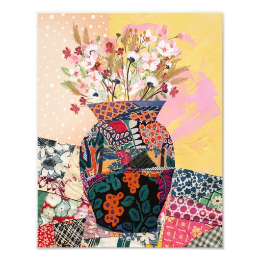 Whimsical Bloemen Papier Collage Gemengde Poster (Voorkant)