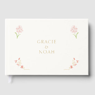Whimsical Bloemen Roze & Ivoor Bloemen Huwelijk Gastenboek
