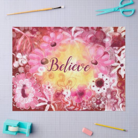 Whimsical Bloemen Roze Rode Bloemen Decoupage Tissuepapier (Craft)
