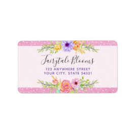 Whimsical Bloemen Rozen & Rustiek Roze Hout Adres Etiket