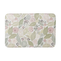 Whimsical bloemen, salie, roos, taupe badmat