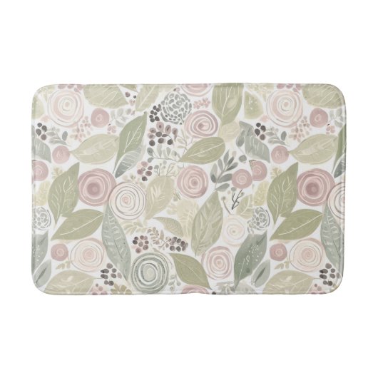 Whimsical bloemen, salie, roos, taupe badmat (Voorkant)