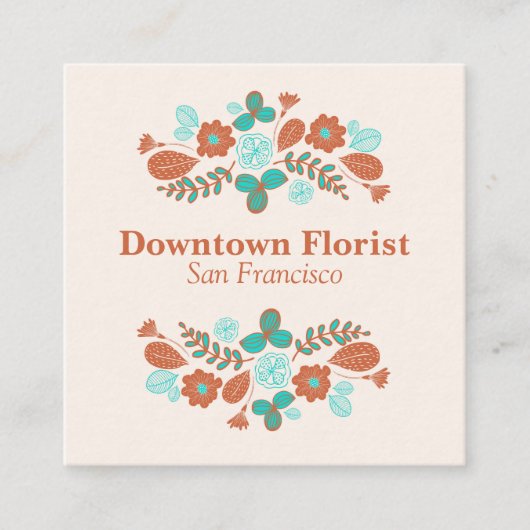 Whimsical Bloemen Vierkante Visitekaartje (Voorkant)
