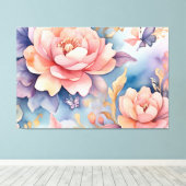 Whimsical Bloemen Vlinder Natuur Liefhebbers Canvas Afdruk (Insitu (Houten vloer))