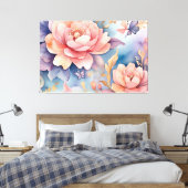 Whimsical Bloemen Vlinder Natuur Liefhebbers Canvas Afdruk (Insitu (Slaapkamer))
