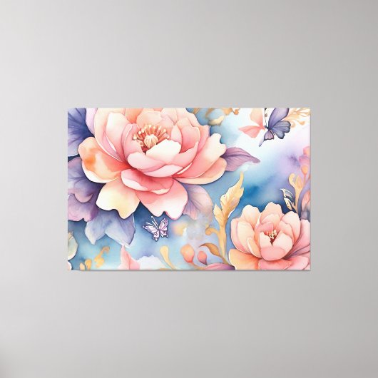 Whimsical Bloemen Vlinder Natuur Liefhebbers Canvas Afdruk (Voorkant)