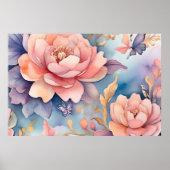 Whimsical Bloemen Vlinder Natuur Liefhebbers Poster (Voorkant)