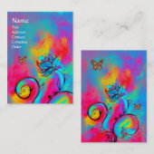 WHIMSICAL BLOEMEN & VLINDERS blauw roze geel Visitekaartje (Voorkant / Achterkant)