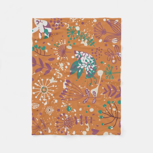 Whimsical Bloemen Vogels Fleece Deken (Voorkant)