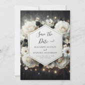 Whimsical Bloemen Witte Rozen bruiloft Save The Date (Voorkant)