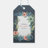 Whimsical Bloemen Zalm Blauw Groen Bruiloft Cadeaulabel (Voorkant)