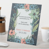 Whimsical Bloemen Zalm Blauw Groen Bruiloft Reclamebord Met Voetstuk (Insitu)