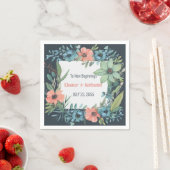 Whimsical Bloemen Zalm Blauw Groen Bruiloft Servet (Insitu)