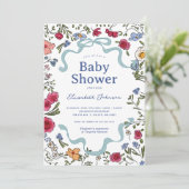 Whimsical Bloemenboog Wildflower Baby shower Kaart (Staand voorkant)