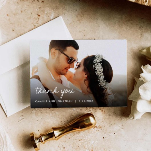 Whimsical Bloemenbruiloft foto dank u kaart