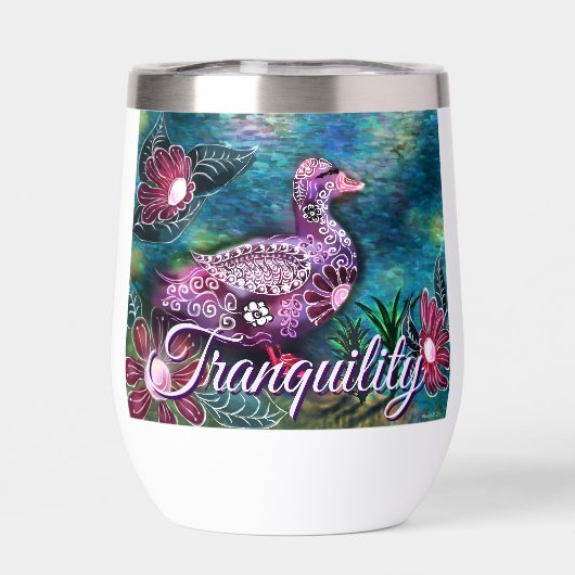 Whimsical Bloemendek Eend Paars Turquoise Persoonl (Achterkant)