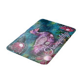 Whimsical Bloemendeken Paars Teal Persoonlijk Badmat (Gekanteld)