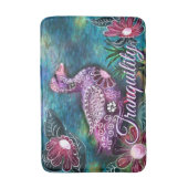 Whimsical Bloemendeken Paars Teal Persoonlijk Badmat (Voorkant Verticaal)