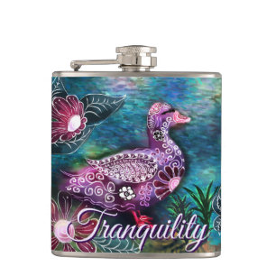 Whimsical Bloemendeken Paars Turquoise Persoonlijk Heupfles