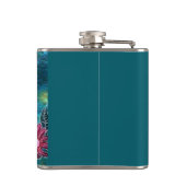 Whimsical Bloemendeken Paars Turquoise Persoonlijk Heupfles (Achterkant)