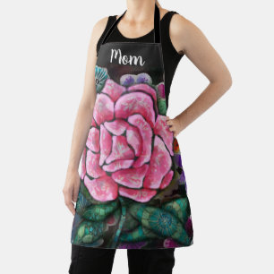 Whimsical Bloemendessin Roze Roos Art Nouveau Bota Schort