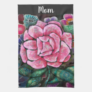 Whimsical Bloemendessin Roze Roos Art Nouveau Bota Theedoek