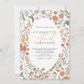 Whimsical Bloemenkrans Kleurrijke Bruiloft Kaart (Voorkant)