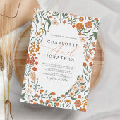 Whimsical Bloemenkrans Kleurrijke Bruiloft Kaart