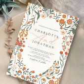 Whimsical Bloemenkrans Kleurrijke Bruiloft Kaart