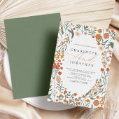 Whimsical Bloemenkrans Kleurrijke Bruiloft Kaart