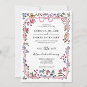 Whimsical bloemenlente modern Bruiloft elegant Kaart (Voorkant)