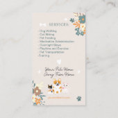 Whimsical bloemenschattig boho huisdier oppas hond visitekaartje (Achterkant)