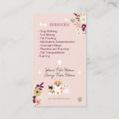 Whimsical bloemenschattig classy huisdier oppas ho visitekaartje (Achterkant)