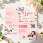 Whimsical bloemenschattig pastel huisdier oppas ho flyer<br><div class="desc">Verhoog uw dierenverzorgingsbedrijf met deze schattige, geïllustreerde dierenoppas en hondenrollator flyer. Met een charmant ontwerp van speelse huisdieren omgeven door grillige bloemen in een volledig bewerkbaar kleurenpalet, is deze flyer perfect voor het grijpen van de aandacht en het tonen van uw diensten. De voorkant benadrukt essentiële contactgegevens, handgrepen voor sociale...</div>