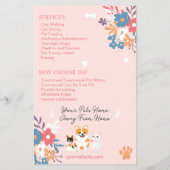 Whimsical bloemenschattig pastel huisdier oppas ho flyer (Achterkant)