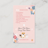 Whimsical bloemenschattig pastel huisdier oppas ho visitekaartje (Achterkant)