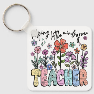 Whimsical Bloementuin Leraar Sleutelhanger