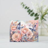 Whimsical bloemenvlinders speels design briefkaart (Staand voorkant)