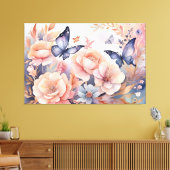 Whimsical bloemenvlinders speels design canvas afdruk (Insitu (Woonkamer))