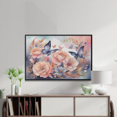 Whimsical bloemenvlinders speels design poster