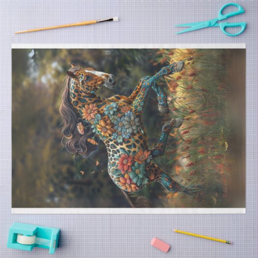 Whimsical Bloemig Galloping Paard Decoupage Tissuepapier (Craft)