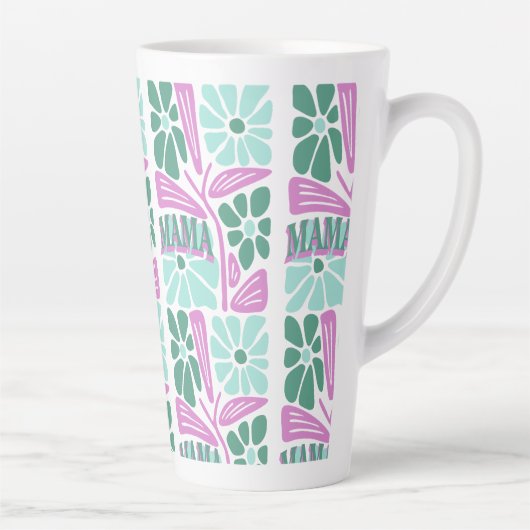 Whimsical Bloemige Moeder  Latte Mok (Rechts)