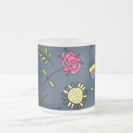 Whimsical Bloemmotief Kunstontwerp Matglas Koffiemok
