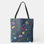 Whimsical Bloemmotief Kunstontwerp Tote Bag (Voorkant)