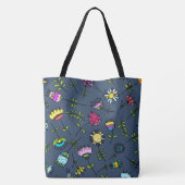 Whimsical Bloemmotief Kunstontwerp Tote Bag (Achterkant)