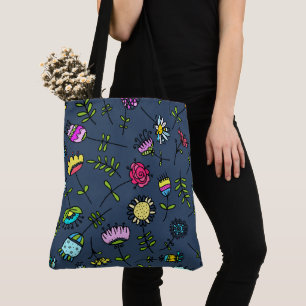 Whimsical Bloemmotief Kunstontwerp Tote Bag