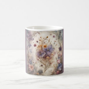Whimsical bloemontwerp paarse seringen blauwe witt magische mok
