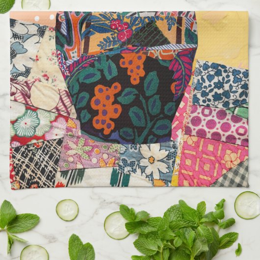 Whimsical Bloempapier Collage gemengd Theedoek (Gevouwen)