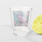 Whimsical Bloemrijke Eend Paars Turquoise Persoonl Shot Glas (Achterkant)